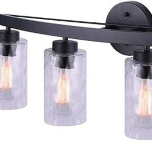 Newport 31 in. 4-Light Matte Black Vanity Light with Watermark Glass Shades